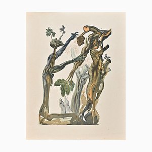 Grabado en madera original de Salvador Dalì, The Wood and the Suicide, 1963
