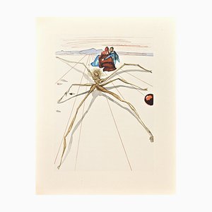 Grabado en madera original de Salvador Dalì, Arachne, 1963