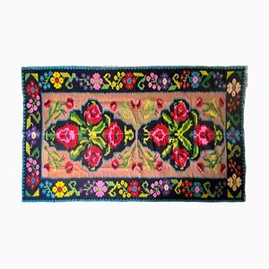 Romanian Rug Made by Hand with Floral Design