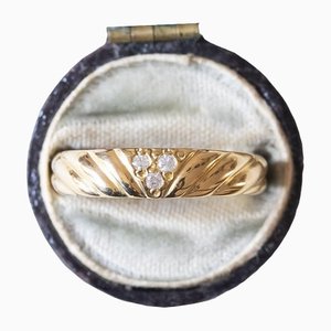 Anello vintage in oro 18 carati con diamanti, anni '70