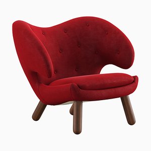 Pelican Stuhl aus Holz und Stoff von Finn Juhl für Design M