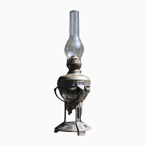French Brass Ornate Oil Lamp