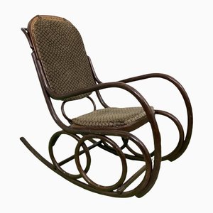 Vintage Rocking Chair with Viennese Braiding from Thonet
