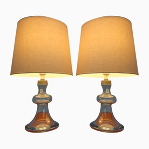 Glass Table Lamps by Michael Bang for Holmegaard, 1970s, Set of 2
