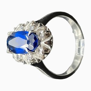 White Gold Ring with Blue Cubic Zirconia