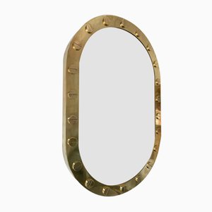 Italian Brass Mirror with Screw Decor, 1990s