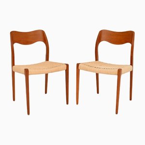 Dänische Vintage Teak 71 Stühle von Niels Moller, 2er Set