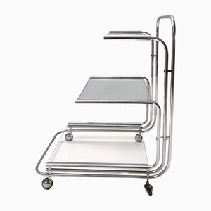 Postmodern Serving Cart with Three Glass Shelves from Fontana Arte, Italy