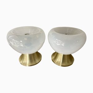Italian Brass and Glass Lamps by Veart, 1970s, Set of 2