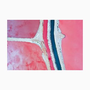 Robbie Goodhall, Aerial View Over the Stunning Colourful Lake at Hutt Lagoon, Port Gregory, Western Australia, Photographic Paper