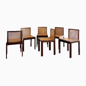 Wood and Vienna Straw No. 6 Chairs, 1960s or 1970s, Set of 6