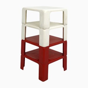 White & Red Quattro Gatti Side Tables by Mario Bellini for C&b Italia, 1960s, Set of 4