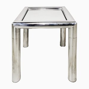Square Steel and Mirror Coffee Table by Renato Zevi, 1970s