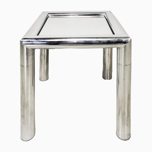 Table Basse Carrée en Acier et Miroir par Renato Zevi, 1970s