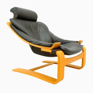 Swedish Leather Lounge Chair by Éke Fribytter for Nelo Kroken, 1970s