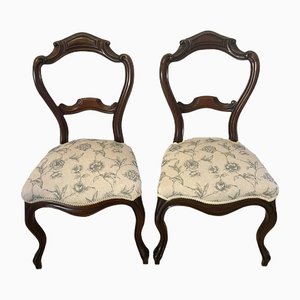 Antique Victorian Walnut Side Chairs, Set of 2