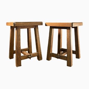 Solid Wood Stools, 1970s, Set of 2