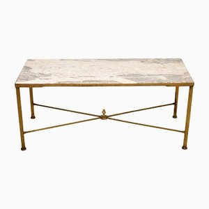 French Brass and Marble Coffee Table, 1950s