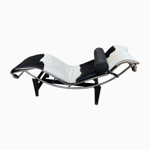 Black and White LC4 Pony Chair by Le Corbusier and Charlotte Perriand for Cassina