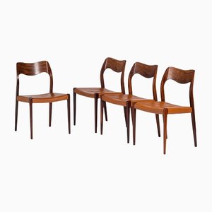 Rosewood Model 71 Dining Chairs by N.O. Møller for J.L. Møllers, 1950s, Set of 4