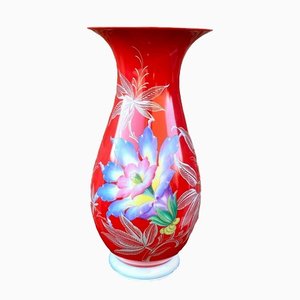 Hand-Painted Red Porcelain Vase by Heinrich & Co Selb, Bavaria, 1980s