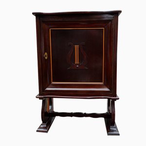 Italian Two-Tone Mahogany Lyre Cabinet in the Style of Borsani