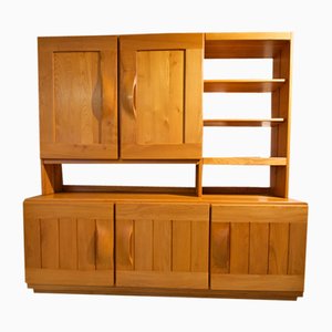Solid Elm Bookcase from Maison Regain, France, 1960