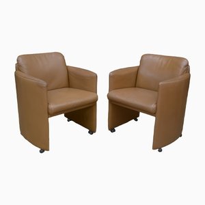 Leather Armchairs on Casters from Jori, 1970s, Set of 2