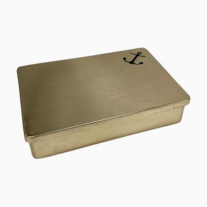French Golden Box in Brass with Anchor Pattern, 1970