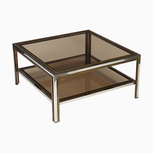 Center Table in Metal, Brass & Glass, Italy, 1970s