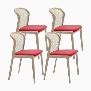 Vienna Chairs in Beech with Red Upholstery by Colé Italia, Set of 4