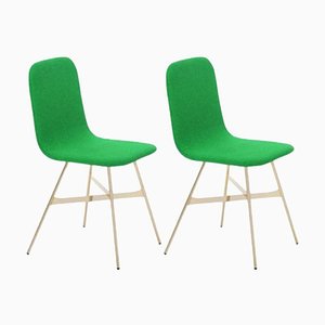 Tria Chair in Gold with Green Menta Upholstery by Colé Italia, Set of 2,