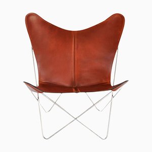 Cognac and Steel Trifolium Chair by OX DENMARQ