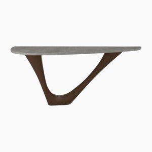 Brown G-Console Table on Mono Steel Base with Concrete Top by Zieta