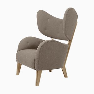 Natural Oak My Own Chair Lounge Chair in Dark Beige Raf Simons Vidar 3 Fabric by Lassen