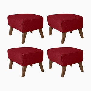 Smoked Oak My Own Chair Footstools in Red Raf Simons Vidar 3 Fabric by Lassen, Set of 4