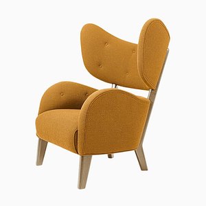Natural Oak My Own Chair Lounge Chair in Orange Raf Simons Vidar 3 Fabric by Lassen