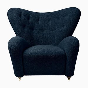 The Tired Man Lounge Chair in Blue Sahco Zero Fabric by Lassen