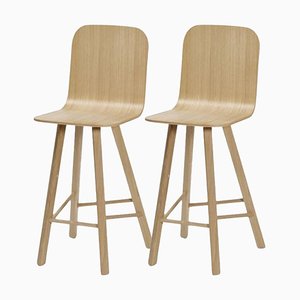 High Back Tria Stools in Oak by Colé Italia, Set of 2