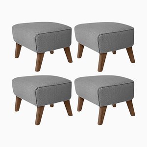 Smoked Oak My Own Chair Footstools in Grey Raf Simons Vidar 3 Fabric by Lassen, Set of 4