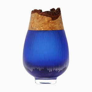Iris Blue Frida Stacking Vessel with Fine Cuts by Pia Wüstenberg