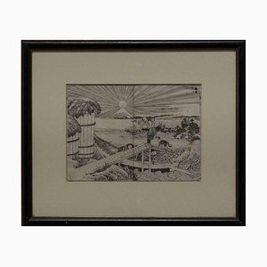Katsushika Hokusai, Vue de Muont Fuji, Gravure sur Bois Originale, Début du 19ème Siècle