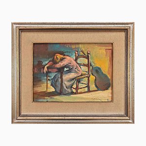 Sergio Capitani, Einsamkeit, Original Öl an Bord, 1977