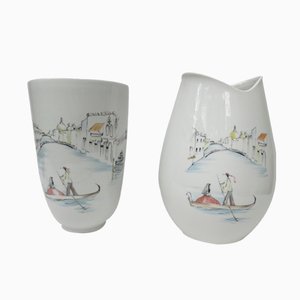 German Handpainted Vases from Hutschenreuther, 1950s, Set of 2