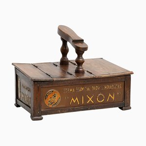 Antique Mixon Cream Spanish Shoe Shiner Box, 1930s