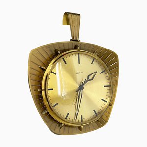 Hollywood Regency German Brass Wall Clock from Atlanta Kienzle, 1950s