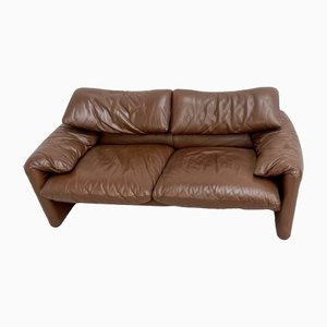 Maralunga Sofa aus braunem Leder