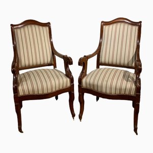 Vintage Solid Mahogany Armchairs, Set of 2