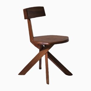 French S34 Chair in Solid Elm by Pierre Chapo, 1960s