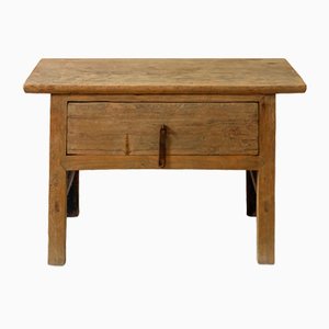 Low Elm Table with Drawer
